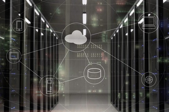 Rows of servers in a data centre